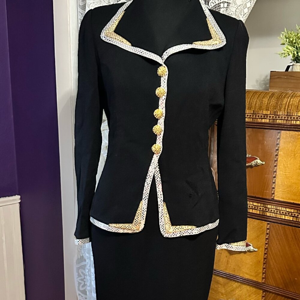 VINTAGE St. John Marie Grey Evening Collection Suit - BLING